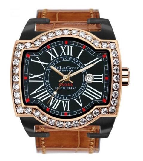 Luxruy replica DeLaCour SAQRA EGO CLASSIC TI / PVD / ROSE GOLD DIAMOND BEZEL watch WATP0057-0973